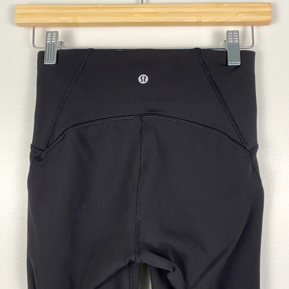Lululemon Cropped Side Mesh Panel Leggings Black Size 4 - Picture 5 of 9